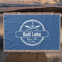 Gull Lake Minnesota anchor, paddles town and name Throw Blanket