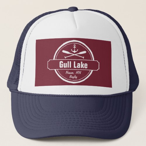 Gull Lake Minnesota anchor paddles town and name Trucker Hat