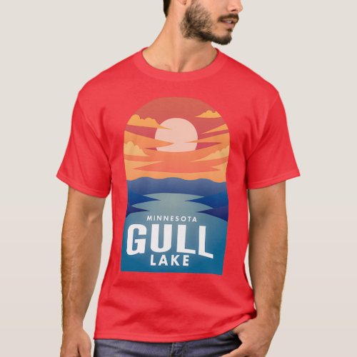 Gull Lake MN Retro Sunset T_Shirt