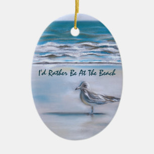 Gull on the Shore Ceramic Ornament