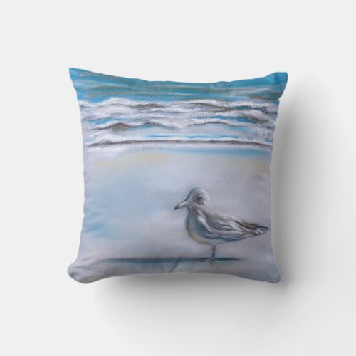 Gull on the Shore Throw Pillow