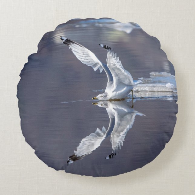 Gull Reflections Round Pillow (Front)