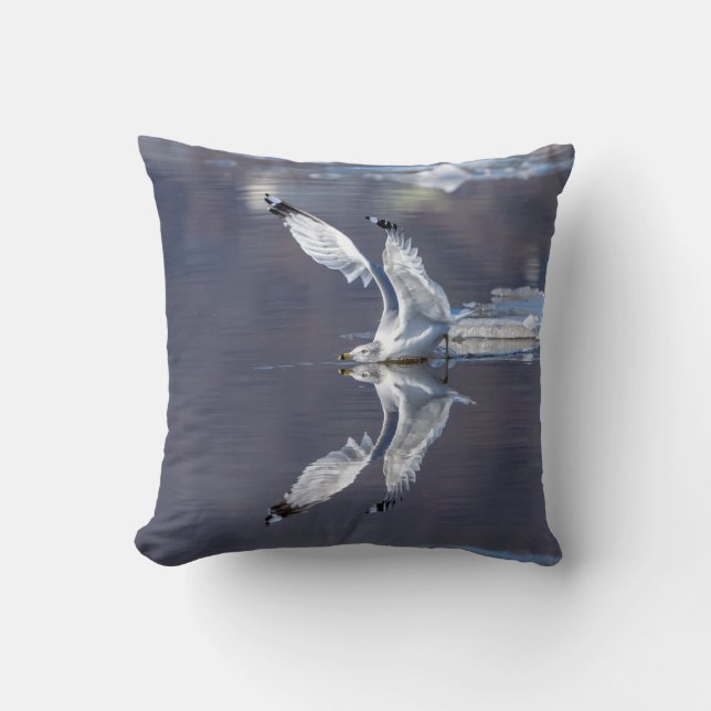Gull Reflections Throw Pillow (Front)