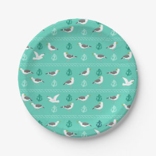 GULL SEAGULLS BIRD PATTERN PAPER PLATES