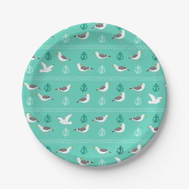 GULL SEAGULLS BIRD PATTERN PAPER PLATES (Front)