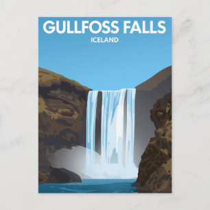 Gullfoss Falls Iceland Vintage Art Postcard