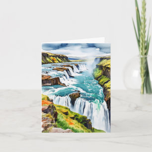Gullfoss Iceland Watercolor Card