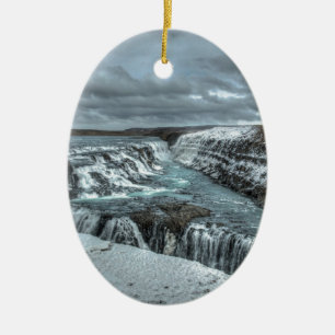 Gullfoss Waterfall, Iceland Ceramic Ornament