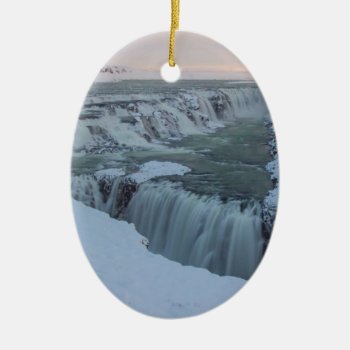 Gullfoss Waterfall In Iceland Ceramic Ornament by PhotographyByPixie at Zazzle
