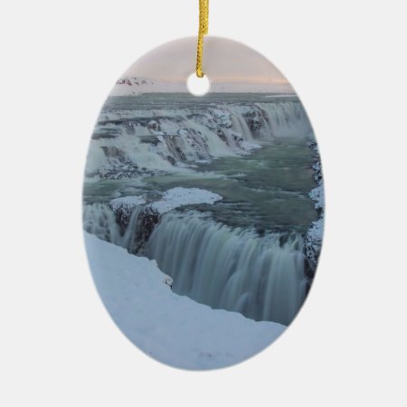 Gullfoss Waterfall In Iceland Ceramic Ornament