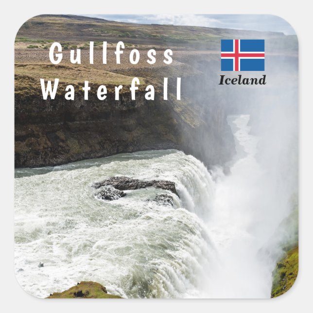 Gullfoss waterfall - Southwest Iceland Square Sticker (Front)