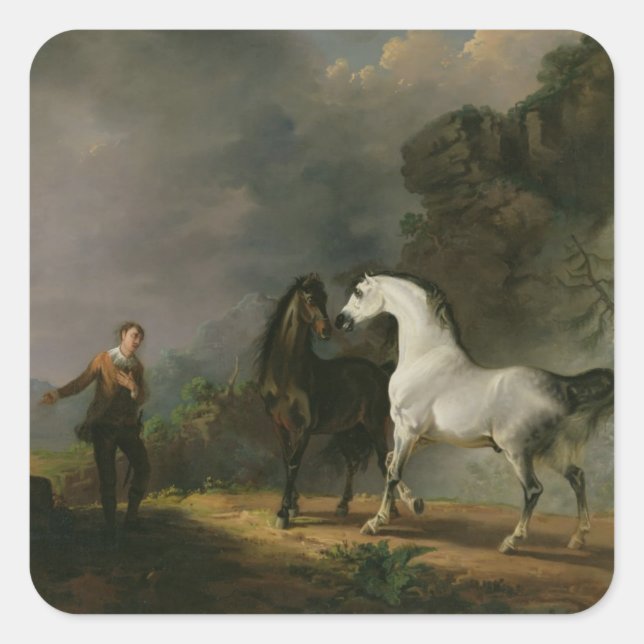 Gulliver Addressing the Houyhnhnms, 1769 (oil on c Square Sticker (Front)