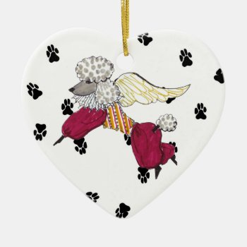 Gulliver's Angel Poodle Ceramic Heart Ornament by edentities at Zazzle