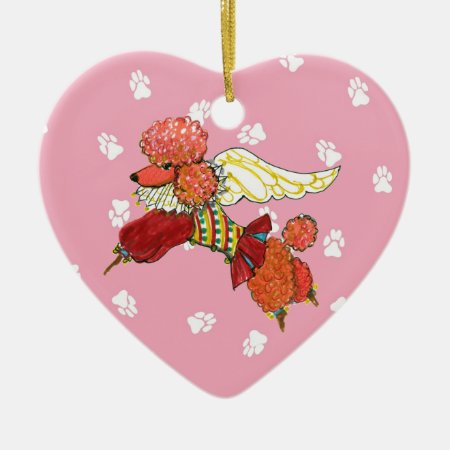 Gulliver's Angels Apricot Poodle Ceramic Heart Ceramic Ornament