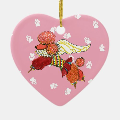 Gullivers Angels Apricot Poodle Ceramic Heart Ceramic Ornament