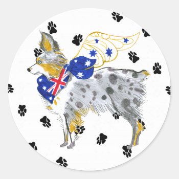 Gulliver's  Angels Australian Shepherd Sticker by edentities at Zazzle