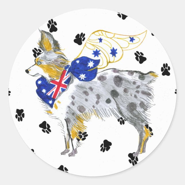 Gulliver's  Angels Australian Shepherd Sticker (Front)