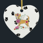 Gulliver's Angels Chihuahua Ceramic Heart Ornament<br><div class="desc">Capture your favorite 4 footed angel's heart on a whimsical ceramic ornament. Personalize your message on the back. A gift guaranteed to win hearts. Or fill a special tree with ornaments expressing your love.</div>
