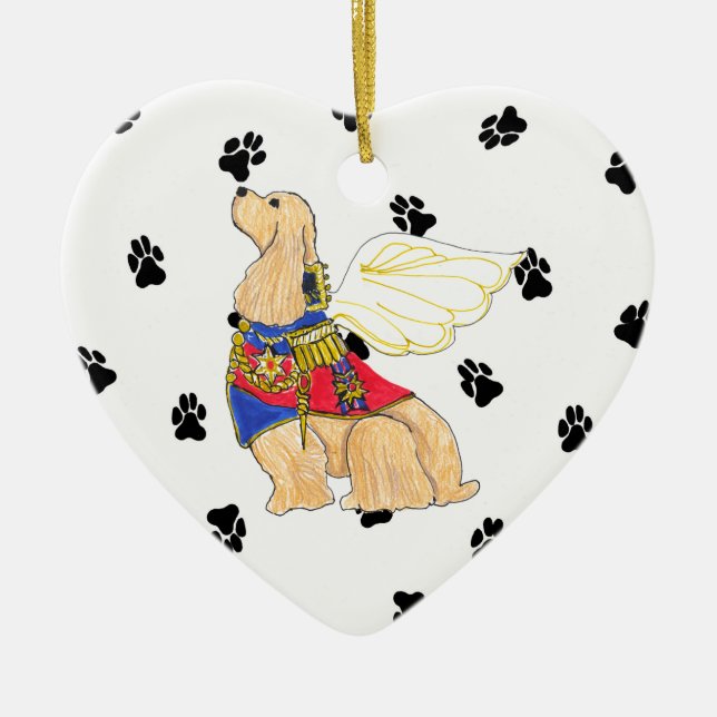 Gulliver's Angels Cocker Spaniel Ceramic Heart Ornament (Front)