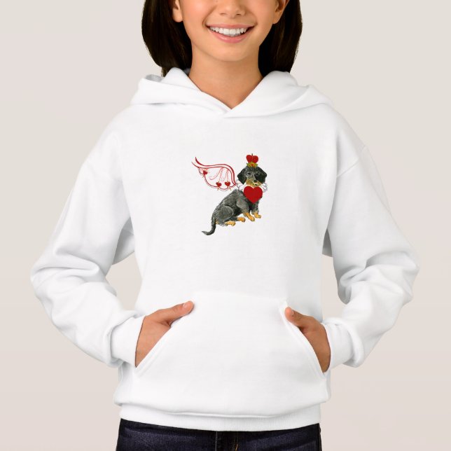 Gulliver's Angels Dachshund Valentine Kids Hoodie (Front)