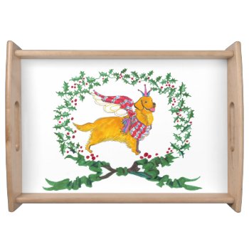 Gulliver's Angels Golden Retriever Serving Tray by edentities at Zazzle