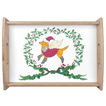 Gulliver's Angels Yellow Lab Holiday Serving Tray by edentities at Zazzle