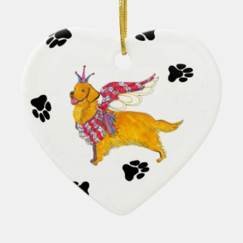 Gulliver's Golden Angel Ceramic Heart Ornament by edentities at Zazzle