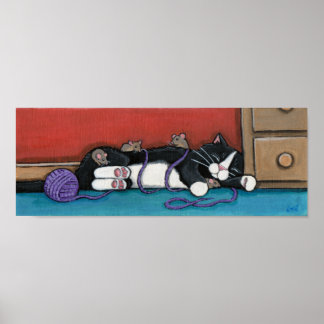 Gulliver's Nap - Whimsical Cat Print