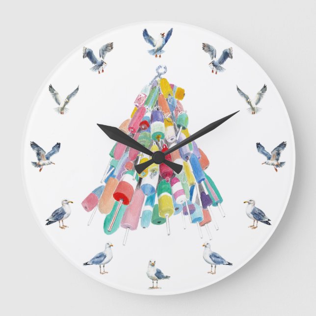 Gulls and Buoys Large Clock (Front)