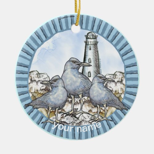 Gulls Guide Lighthouse custom name Ornament