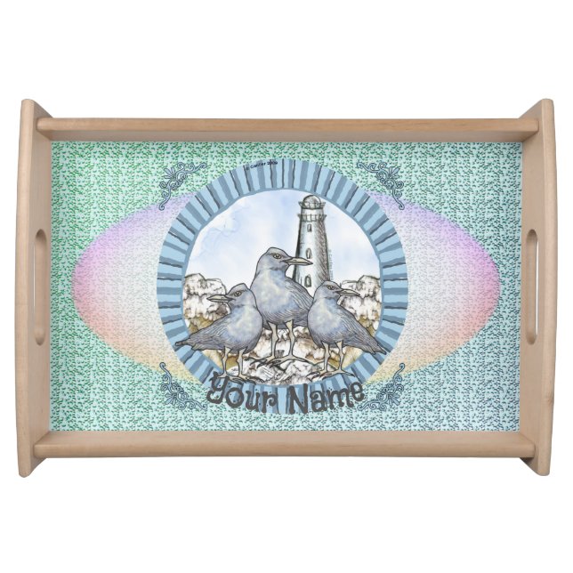Gulls Guide Lighthouse  Serving Tray (Front)