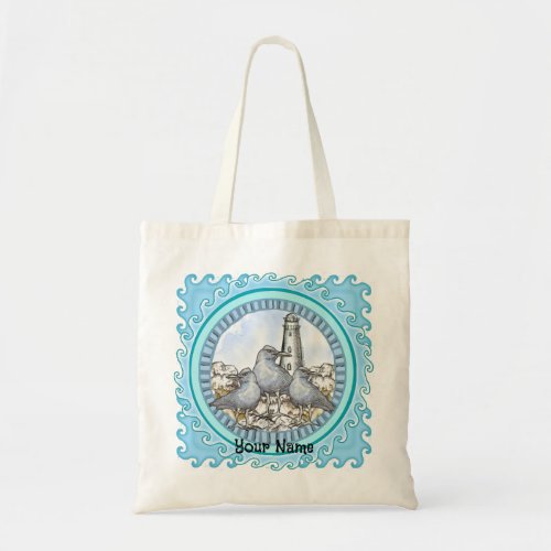 Gulls Guide Lighthouse Tote Bag