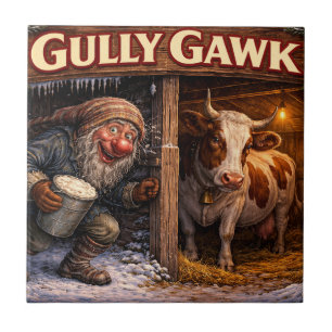 Gully Gawk Icelandic Yule Lad postcard Ceramic Tile