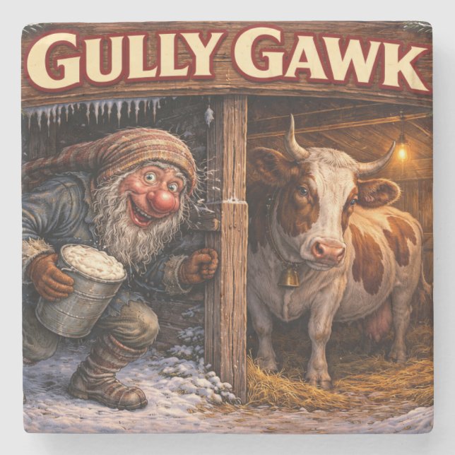 Gully Gawk Icelandic Yule Lad postcard Stone Coaster (Front)