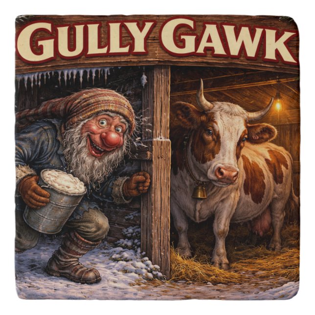 Gully Gawk Icelandic Yule Lad postcard Trivet (Front)