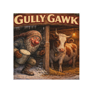 Gully Gawk Icelandic Yule Lad postcard Wood Wall Art