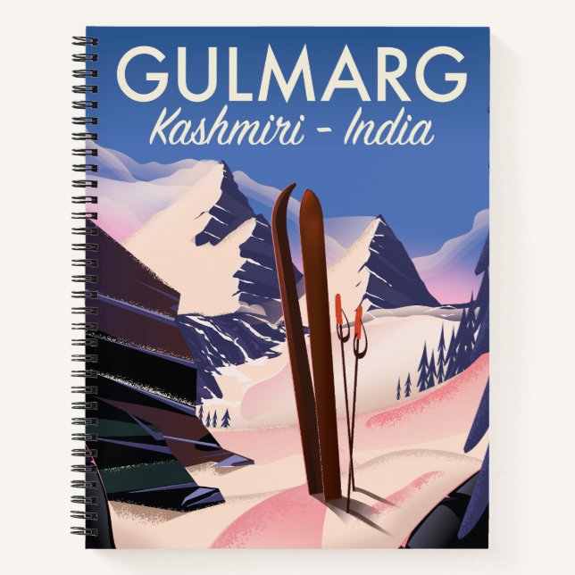 Gulmarg Kashmiri India Ski poster Notebook Pedesta (Front)