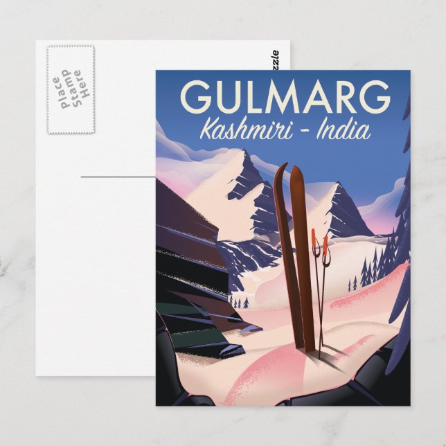 Gulmarg Kashmiri India Ski poster Postcard (Front/Back)