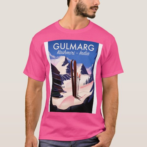 Gulmarg Kashmiri India Ski poster T_Shirt