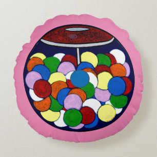 Gum Ball Machine Round Pillow