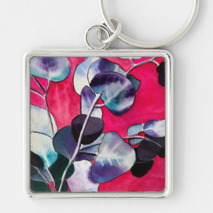 Gum leaves watercolor art keychain