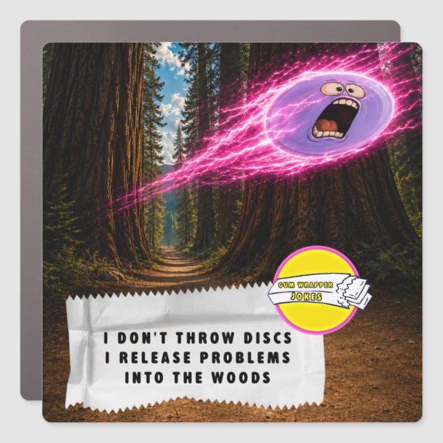 Gum Wrapper Jokes Disc Golf Car Magnet (Front)