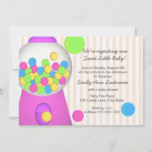 Gumball Baby Shower Invites