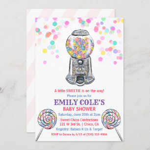 Gumball Candy Sweet Baby Shower Invitation