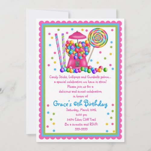 Gumball Machine and Candy Invitation