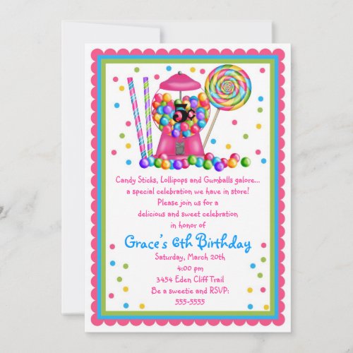 Gumball Machine and Candy Invitation