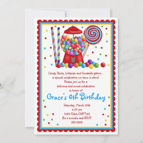 Gumball Machine and Candy Invitation