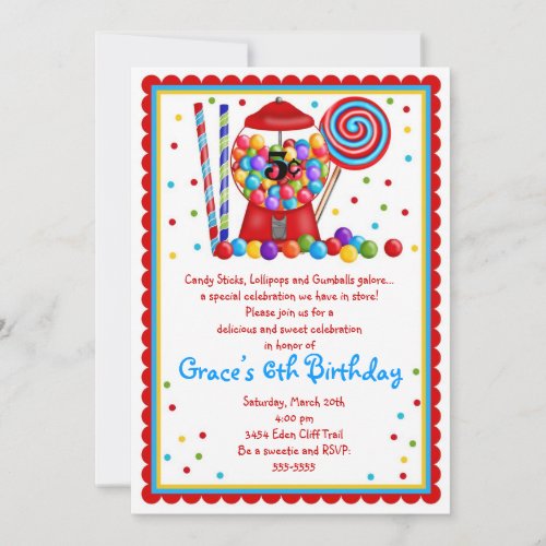 Gumball Machine and Candy Invitation