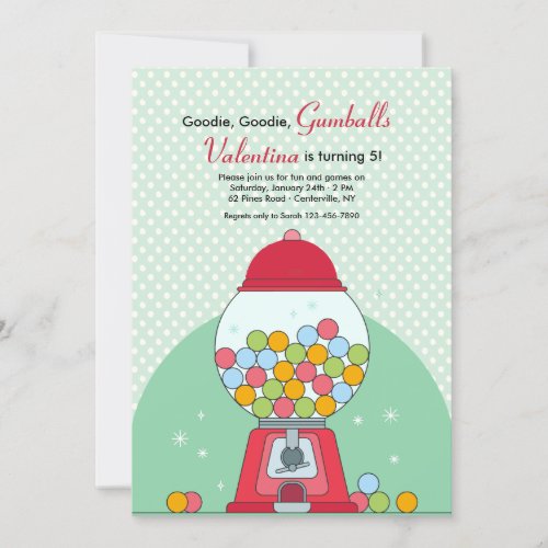 Gumball Machine Birthday Party Invitation