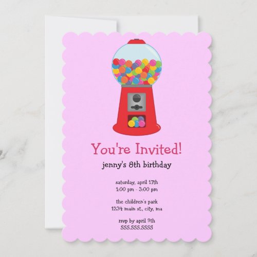 Gumball Machine Birthday Party Invitations